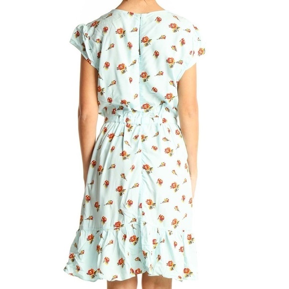 Blue Floral Print Fit & Flare Dress - Picture 3 of 8